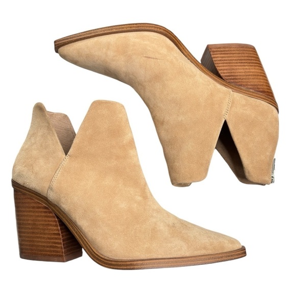 Vince Camuto Shoes - Vince Camuto Gigietta Ankle Boots Booties Size 11 Tan Suede Leather Block Heel